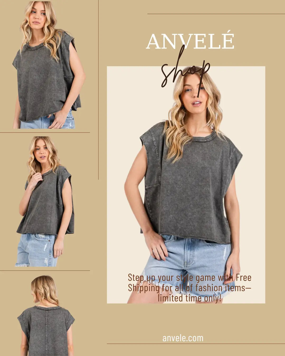 Mittoshop Round Neck Cap Sleeve T-Shirt