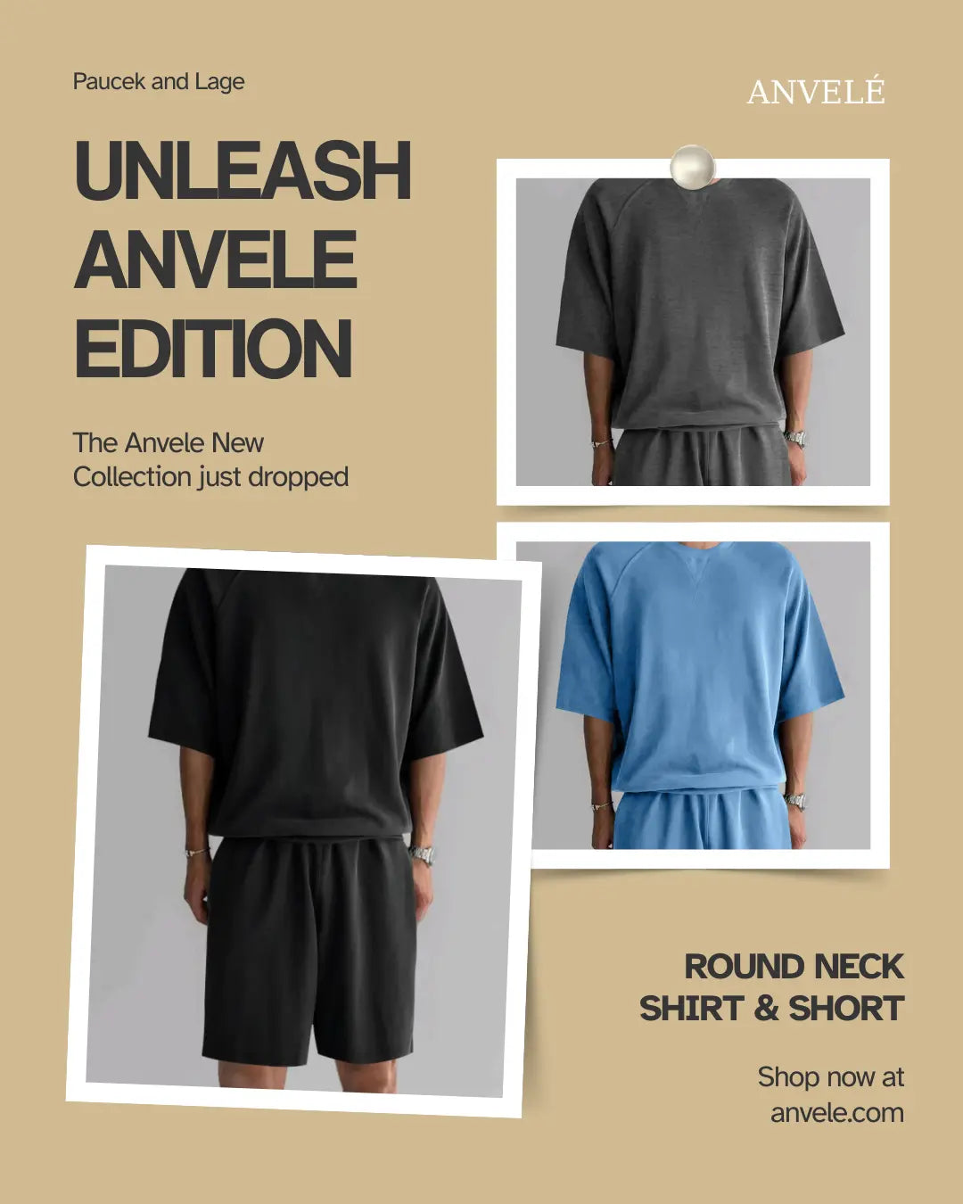 Men's Full Size Round Neck Top and Shorts Set Plus Size