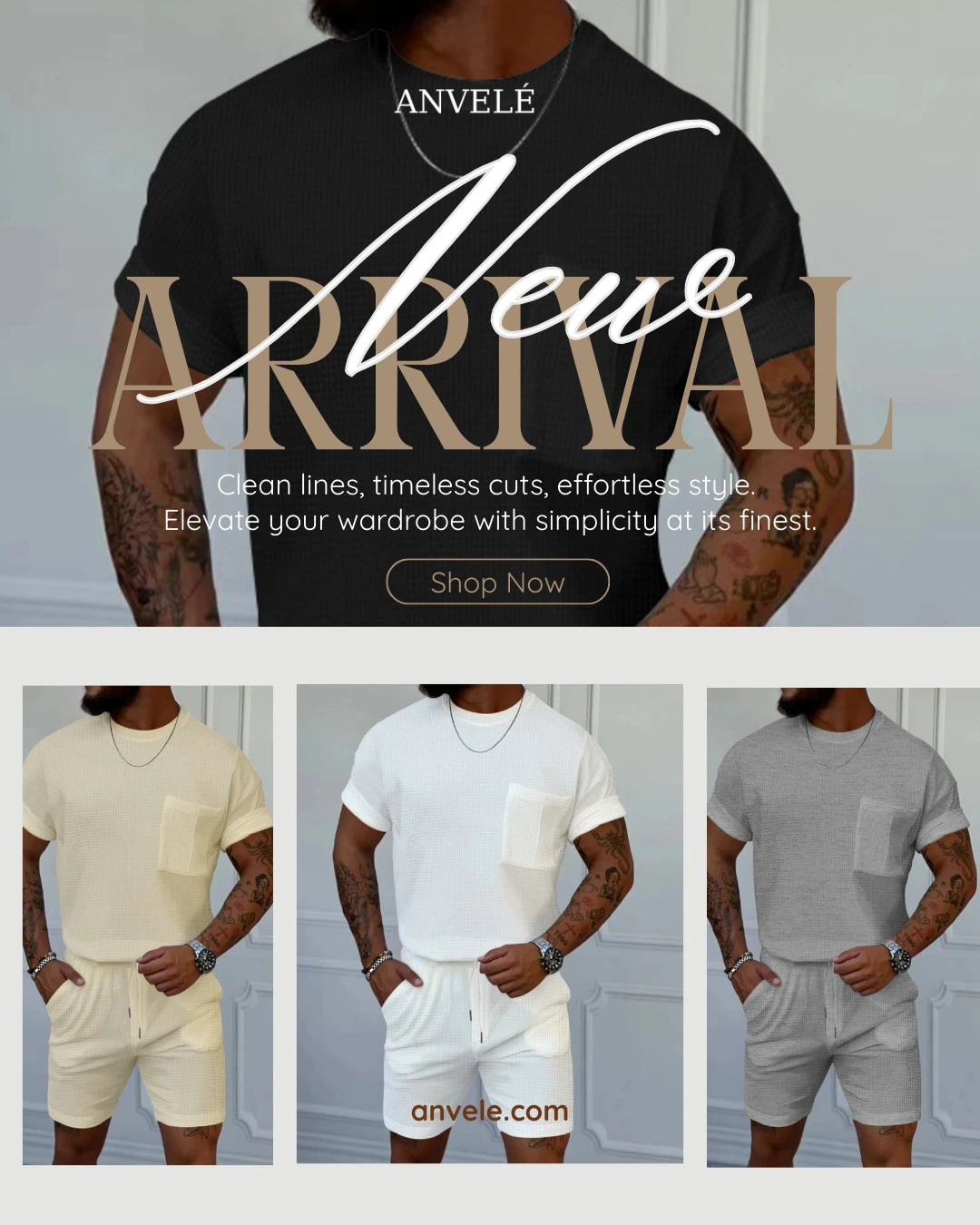 Men's Full Size Round Neck Short Sleeve Top and Shorts Set Plus Size