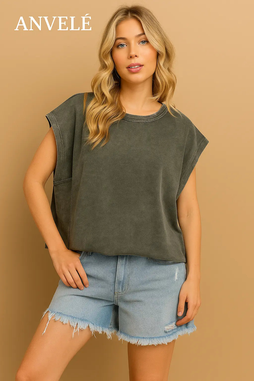 Mittoshop Round Neck Cap Sleeve T-Shirt